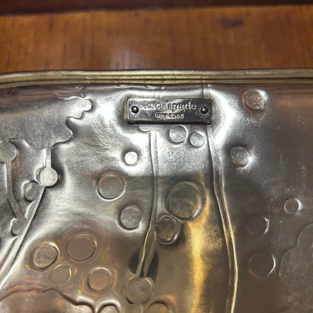 Kate Spade Small Gold Floral Embossed Cosmetic Bag EUC!